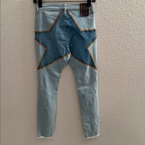 Purple Candy Distressed Light Wash Skinny Jeans Raw Hem Ripped Denim Size L